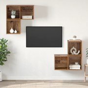 vidaXL Set comodă TV 4 pcs Lemn vechi 37 x 37 x 72 cm Lemn compozit