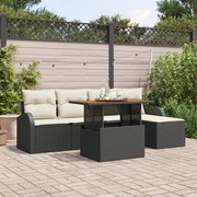 vidaXL Set de canapele pentru grădină cu pernă 6 pcs negru și crem