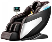 Fotoliu de masaj LUCIUS, cu Incalzire, Bluetooth, Display, Ecran tactil, Controler rapid cotiera, dispozitiv incarcare USB, Zero Gravity, 2 Boxe, Moduri Automate, Suport Picioare extensibil, Piele PU Premium, Maro