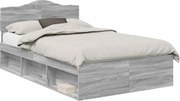 vidaXL Cadru de pat Gri Sonoma 135 x 190 cm Lemn de pin masiv