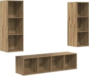 vidaXL Set comodă TV Pe perete 3 pcs Stejar Artizanal Lemn compozit