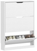 HOMCOM Șifonier cu 3 Sertare Pliante, pentru până la 12 perechi de pantofi, Placă de Lemn, 80 x 17 x 108 cm, Alb | Aosom Romania