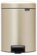 Cos de gunoi cu pedala Brabantia NewIcon 1003198, 5 L, Inchidere lina, Baza antiderapanta, Auriu metalic