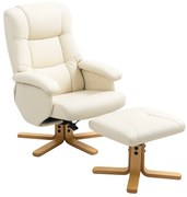 HOMCOM Fotoliu relax cu husă de picioare fotoliu de relaxare pivotant 360° spătar înclinabil încărcare 120 kg crem | Aosom Romania