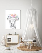 Tablouri pentru copii - Elefant cu flori 50 x 40 cm