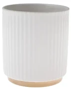Husă ceramică pentru ghiveci cu suport din bambus,12 x 12 x 13 cm