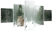 Tablou cu leopard în zăpadă (125x70 cm), în 40 de alte dimensiuni noi