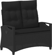 vidaXL Bancă de grădină Negru 105 x 60 x 112 cm Oțel și Poliester