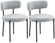 HOMCOM Set de 2 scaune de sufragerie cu spătar din material textil picioare din oțel 51 x 51 x 76 cm gri deschis | Aosom Romania