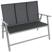 Bancă de grădină din aluminiu, 2 locuri, 119 cm, gri
