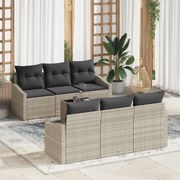 vidaXL Set de canapele pentru grădină cu pernă 7 pcs Gri deschis