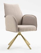 HR280 BAZĂ STEA Scaun Latte Boucle cu Bază Aurie