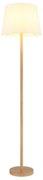 Lampadar de podea metal aspect lemn abajur textil alb JORIS