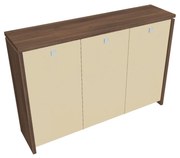 Dulap mediu pentru haine Verno 188 x 46 x 130 cm, uși de sticlă, nuc / vanilie
