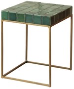 Masuta laterala, din metal si ceramica, green Porto
