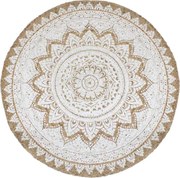vidaXL Covor din iută împletită cu imprimeu, 180 cm, rotund
