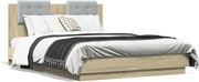 vidaXL Cadru de pat cu tăblie stejar sonoma 135x190 cm lemn prelucrat