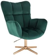 HR650CROSS Verde Catifea Scaun cu Bază Aurie