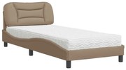 vidaXL Pat cu saltea, cappuccino, 80x200 cm piele ecologică