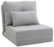 HOMCOM Fotoliu Pat 3 în 1 Convertibilă în Șezlong și Divan de Pe Podea cu 2 Perni, Gri Deschis | Aosom Romania