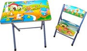 Masuta pliabila pentru copii din MDF Novokids™ My first folding table, cu scaun pliabi, dimensiuni 60X40X56, 2 niveluri de inaltime, suprafata