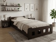 Pat de o persoana inalt Naomi 90x200 cm, nuc Saltele: Cu saltele Coco Maxi 20 cm, Somiera pat: Fara somiera