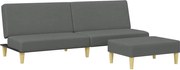 vidaXL Canapea extensibilă cu taburet, 2 locuri, gri închis, textil
