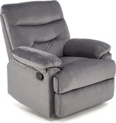 Fotoliu cu recliner DRAGER, gri/negru, stofa catifelata/metal, 88x90/1