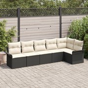 vidaXL Set de canapele pentru grădină cu pernă 6 pcs Negru Rattan poli