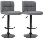 Scaune de bar tapitate 2 buc-gri deschis