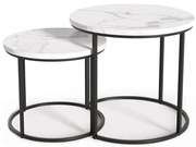 SET 2x măsuță de cafea OREO d. 43/53 cm negru/decor marmorat