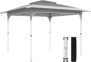 Outsunny Pavilion Pliabil 3.5x3.5 m Pop Up, Montare Ușoară cu Buton Central, Pavilion de Grădină Reglabil pe Înălțime cu Acoperiș Dublu, Geantă de Transport, UV50+, pentru Exterior, Gri Închis | Aosom Romania