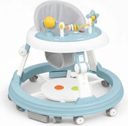 Premergator multifunctional Kidizi Pippa albastru pentru baieti cu panou interactiv pentru picioare, tavita muzicala detasabila si inaltime reglabila pe 3 niveluri