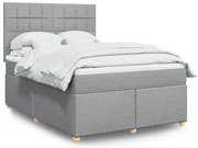 vidaXL Pat continental cu saltea, gri deschis, 160x200 cm, textil