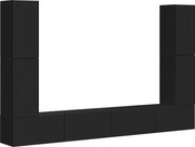 vidaXL Set comodă TV 8 pcs Negru Lemn compozit