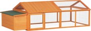 PawHut Coteț pentru Găini de Exterior cu Acoperiș Rabatabil și Ușă Largă Pentru 4-8 Găini, 240x112,5x76 cm, Portocaliu | Aosom Romania