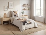 Lenjerie de pat din bumbac Renforce TEDDY HENRY bej pentru copii. Dimensiune lenjerie de pat: 80 x 80 cm | 135 x 200 cm