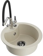 Mexen Diego chiuvetă de bucătărie din granit cu 1 compartiment și baterie Duo, bej - 6512-69-671701-07-B