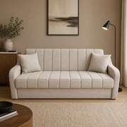 Canapea ALEX extensibila, 3 locuri, cu lada de depozitare, stofa bej, 220x90x90 Bej