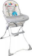 Scaun de masa pentru copii si bebe Baby Care™ CH ,Pliabil, Centura de siguranta, Sezut comfortabil, Masuta detasabila, Model Elefanti , Gri