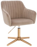 HR190CROSS Scaun Latte Pudra din Catifea cu Bază Aurie