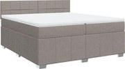 vidaXL Pat box spring cu saltea, gri taupe, 200x200 cm, textil