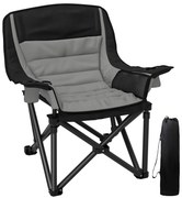 Outsunny Scaun de Camping Pliabil cu 2 Suporturi pentru Pahare și Buzunare Laterale, 99x71x103 cm, Gri | Aosom Romania