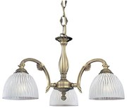 Candelabru cu 3 brate clasic design italian din alama, sticla 5650 RA-L. 5650/3