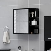 vidaXL Dulap de baie cu oglindă, negru, 62,5x20,5x64cm, lemn prelucrat