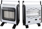 Soba combinata pe gaz si electrica Elite EGERH-1422, 3800 W, 2 trepte, Aprindere piezoelectrica, Aisteme ODS si FFD, Pana la 15 l, Roti, Alb/Negru