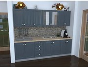 Bucatarie Zebra 2.6m MDF Gri - frezare dungi