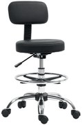 HOMCOM Scaun Rotativ la 360° și Reglabil pe Înălțime cu Suport pentru Picioare, 52x52x78-92 cm, Negru | Aosom Romania