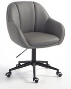 HR2055K Scaun Gri din Piele Ecologica cu Bază Neagră