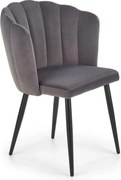 Scaun tapitat K386, gri inchis/negru, stofa catifelata/metal, 60x58x84